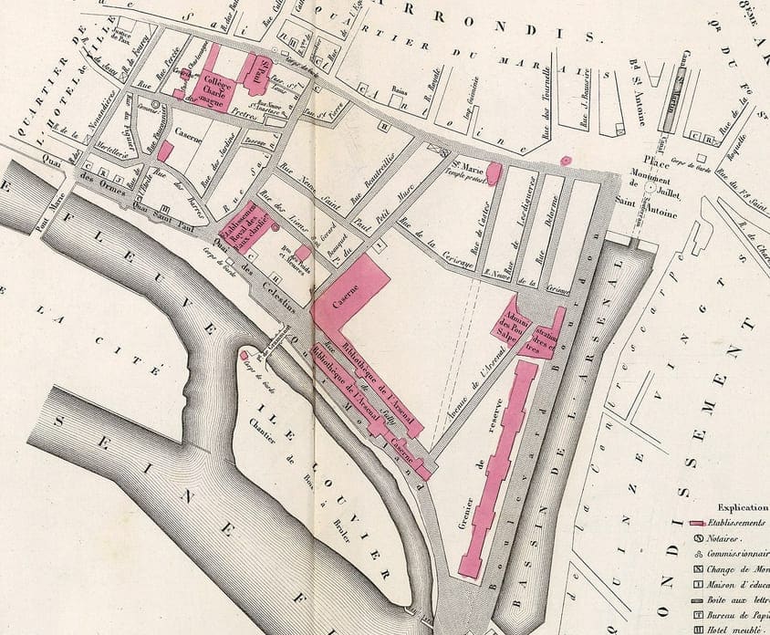 Historical map of the Arsenal district
