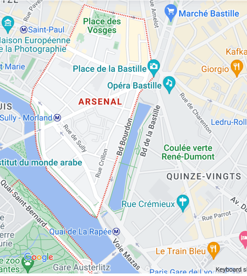 Map of the Arsenal district triangle